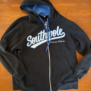South Pole Black Hoodie with Blue Lining